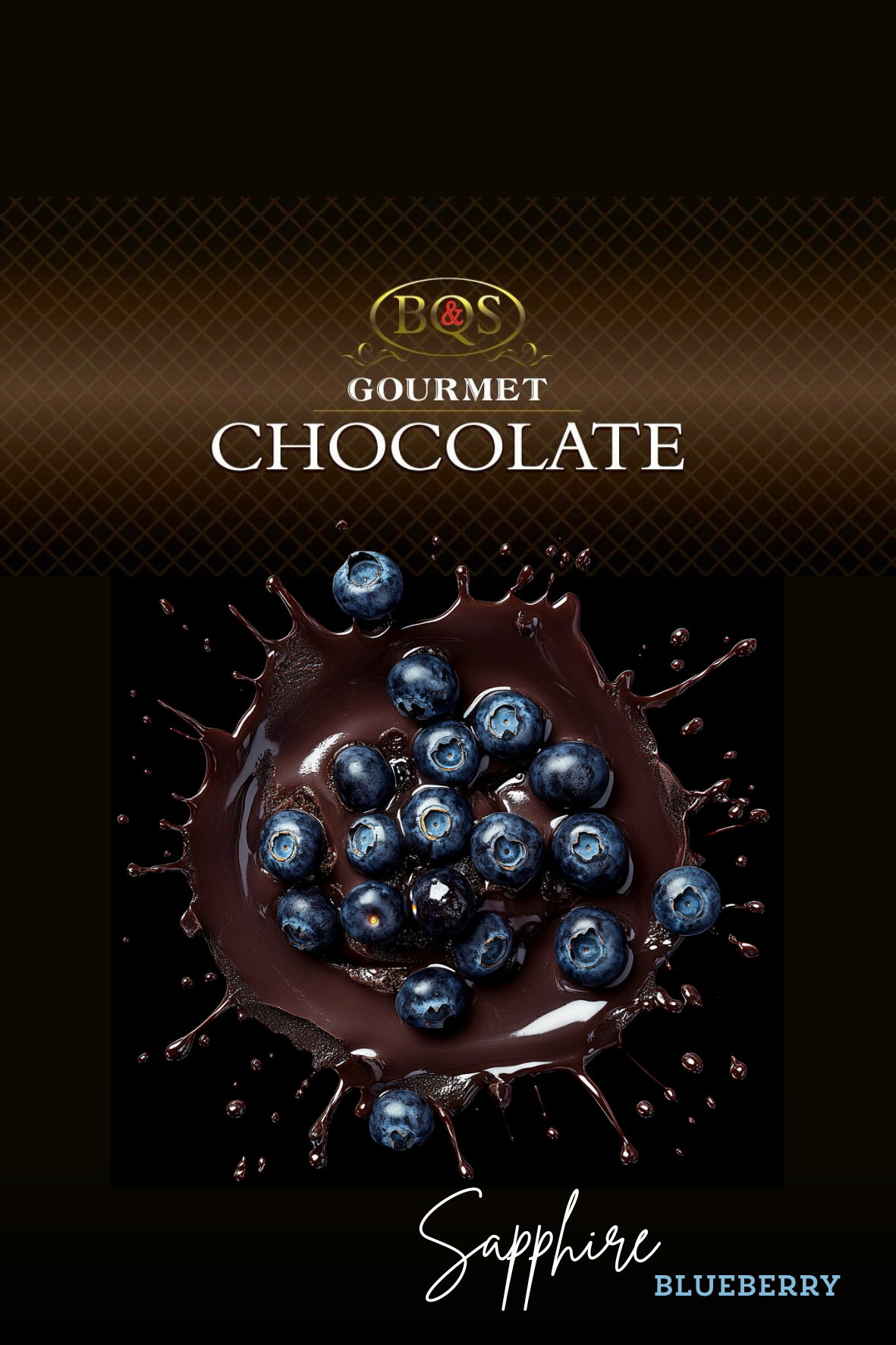 Sapphire Blueberry Milk Chocolate box with 30 bags, featuring milk chocolate infused with real blueberries.
