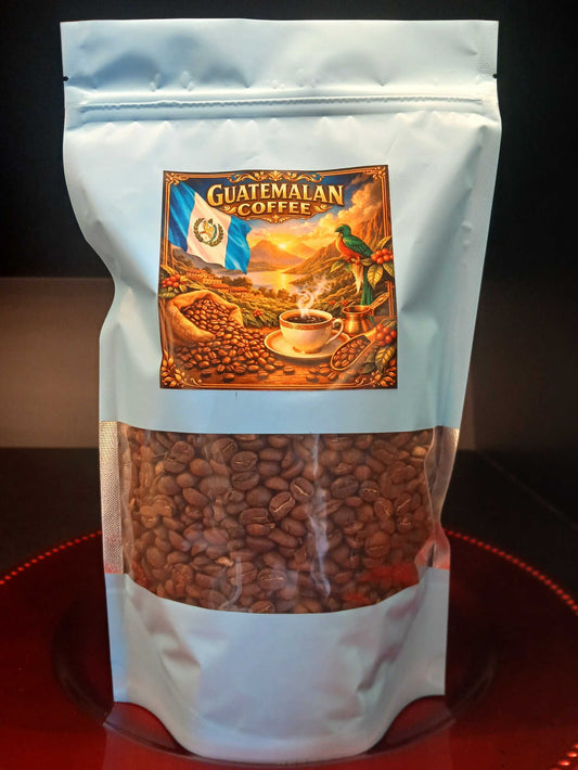 Gold Leaf Coffee Guatemalan coffee grounds with bold, complex flavors and rich volcanic origin